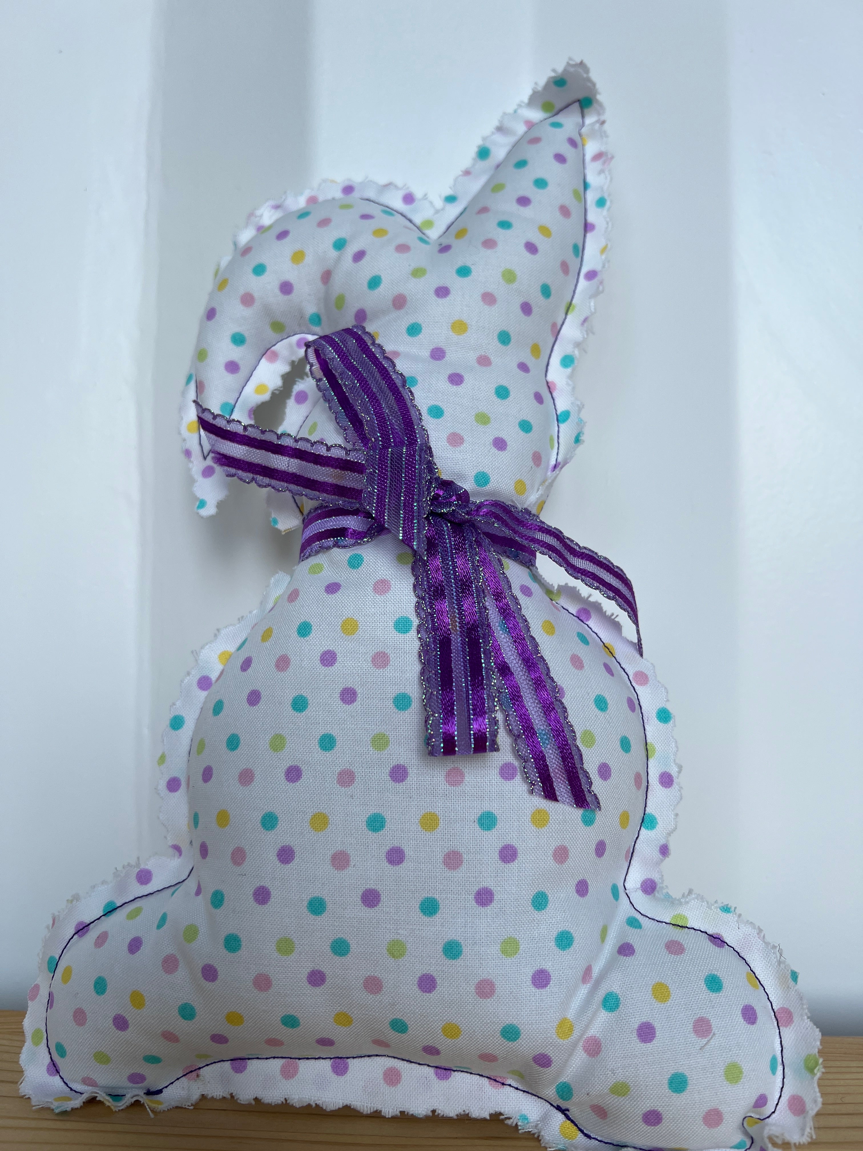 Buy white-w-pastel-dots-purple-bow Easter Bunny Arrives 🐇