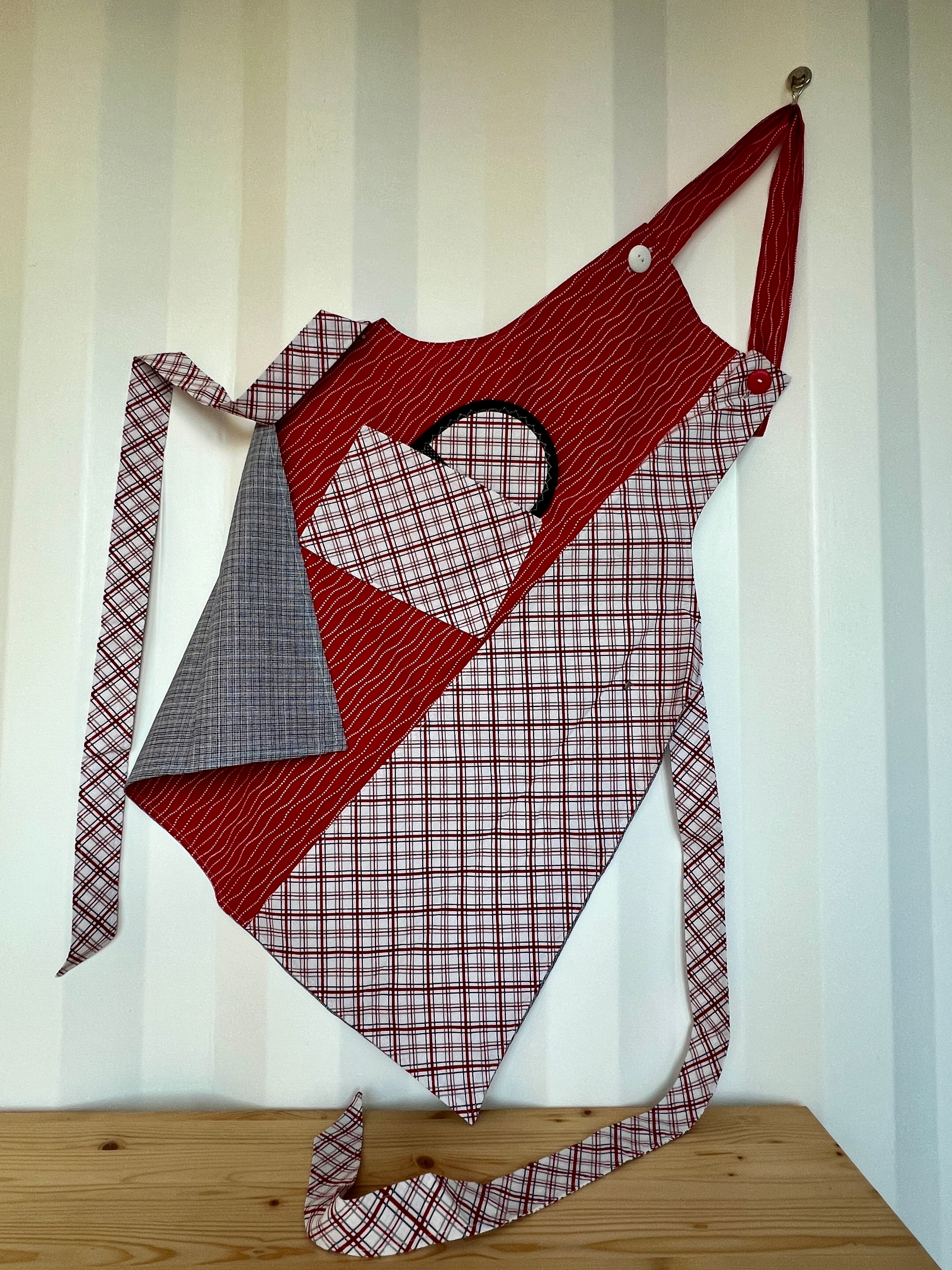 Buy full-length-red-with-grey-lining Valentine Cheerful Apron