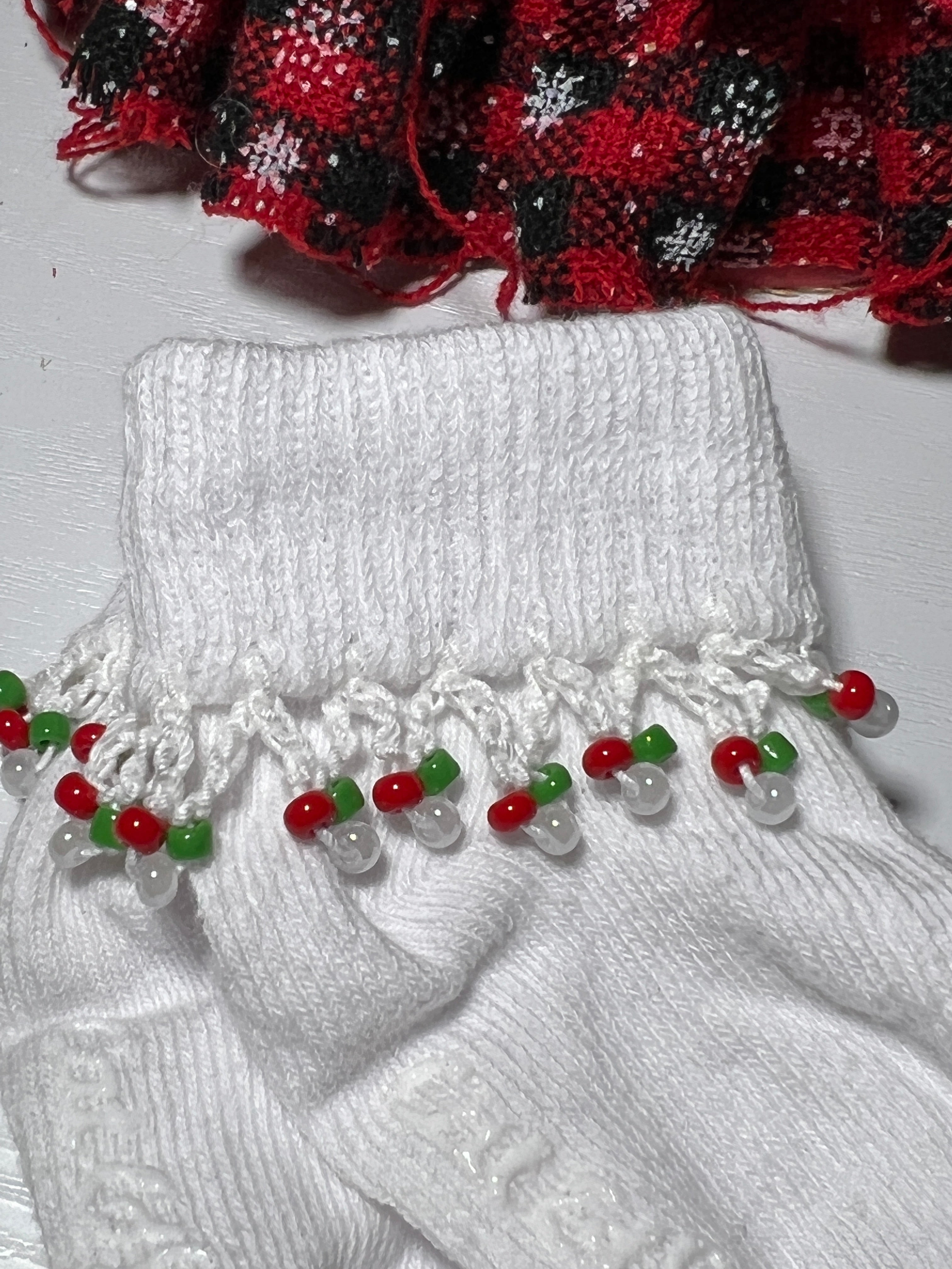 Beaded Baby Socks - Christmas