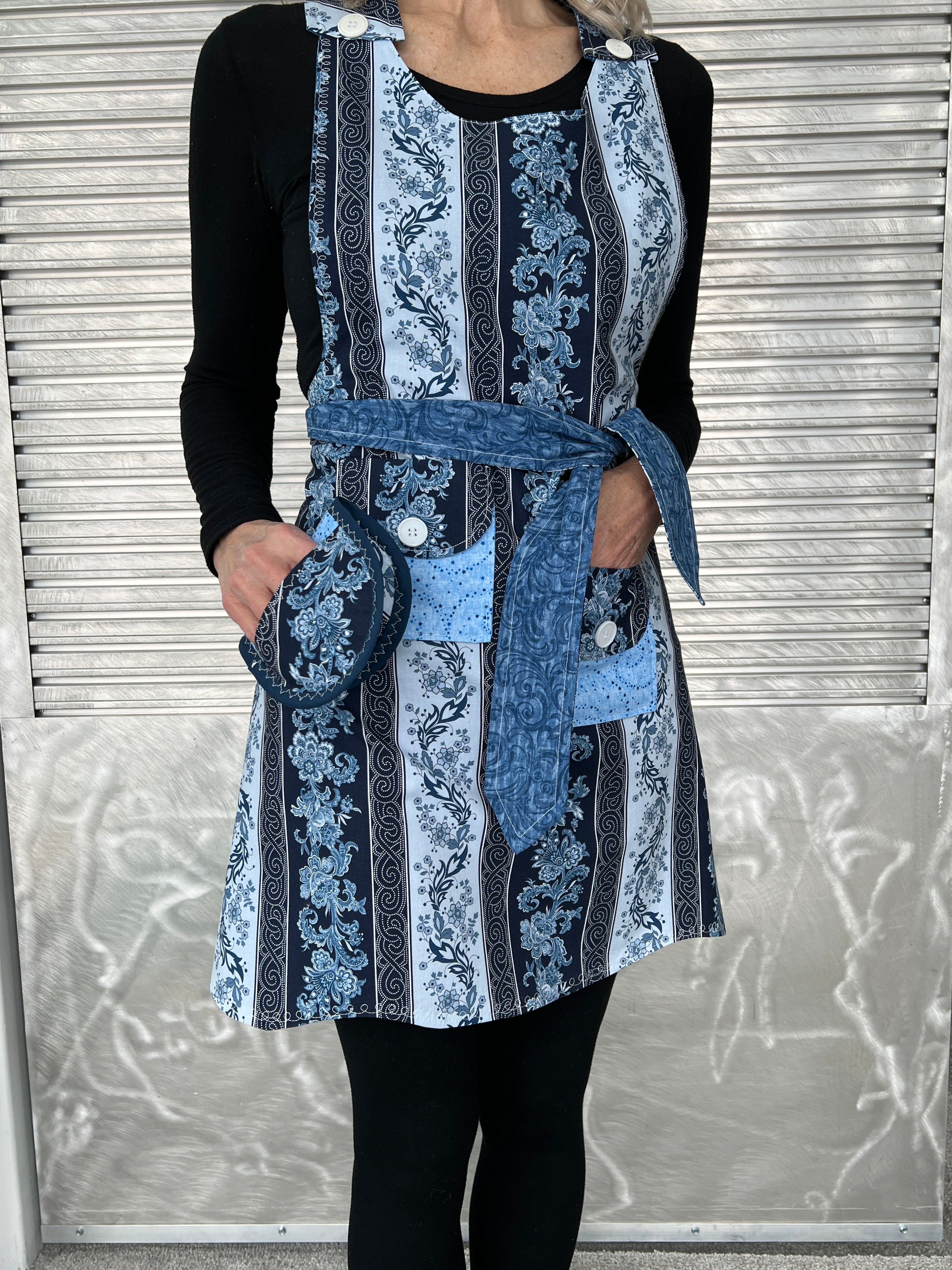 Buy blueberry-blues Apron - Full Length with Ties