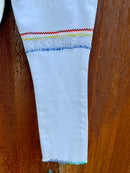 White Denim Embellished Pants-3