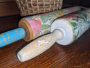Floral Decorative Rolling Pin-wood/white handles-4