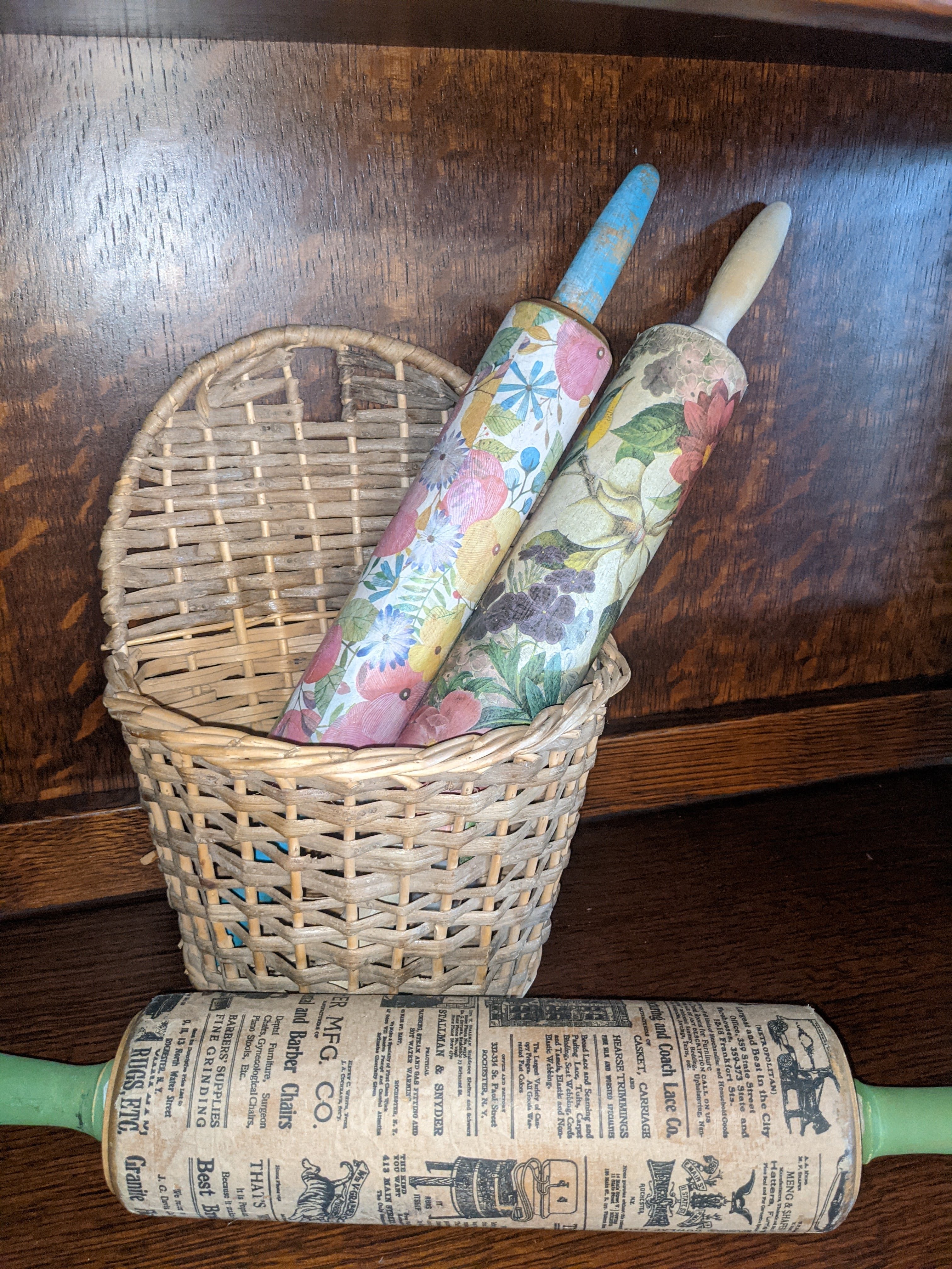 Decorative Rolling Pin-Vintage Green Handles